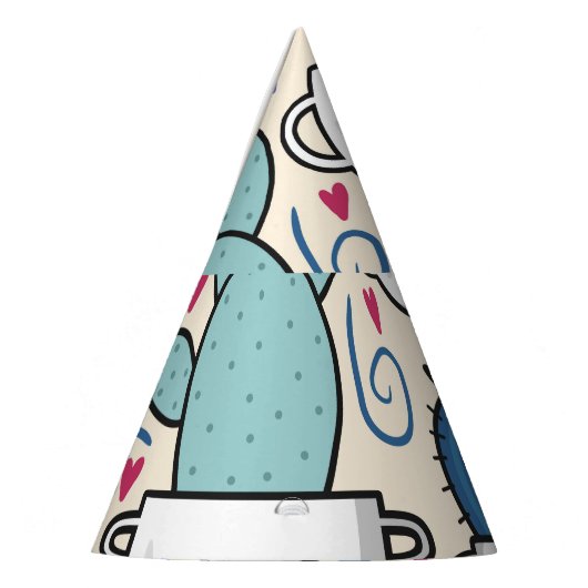 Llama Cactus: Handgetekend naadloos ontwerp Feesthoedjes (Links)