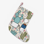 Llama Cactus: Handgetekend naadloos ontwerp Kleine Kerstsok (Voorkant (Hangend))