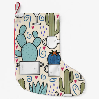 Llama Cactus: Handgetekend naadloos ontwerp Kleine Kerstsok