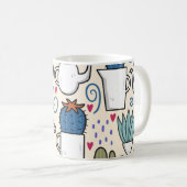 Llama Cactus: Handgetekend naadloos ontwerp Koffiemok (Voorkant rechts)