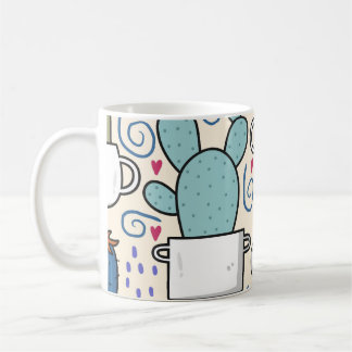 Llama Cactus: Handgetekend naadloos ontwerp Koffiemok