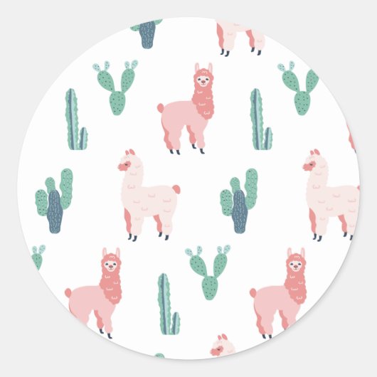 Llama Cactus Leuke Dieren Grappig Patroon Ronde Sticker (Voorkant)