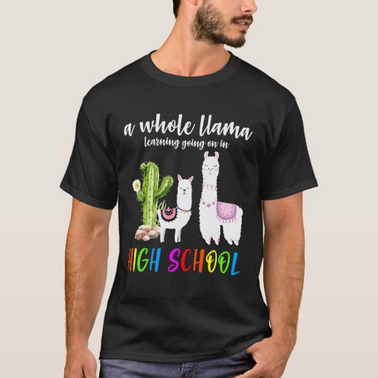 Llama Cactus Middelbare Scholier Terug Naar School T-shirt (Voorkant)
