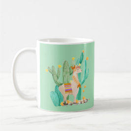 Llama & Cactus Mint Green Koffiemok