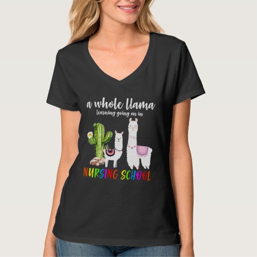 Llama Cactus Nursing School Terug naar school T-shirt (Voorkant)