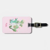 Llama & Cactus Pastel Roze gepersonaliseerd Bagagelabel (Voorkant horizontaal)