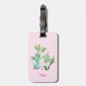 Llama & Cactus Pastel Roze gepersonaliseerd Bagagelabel (Achterkant verticaal)