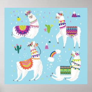 Llama & Cactus: Schattigee Set Poster