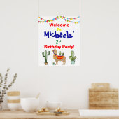 llama Cactus verjaardagstaartwelkomstteken Print (Keuken)