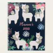 Llama Cactus Waterverf Blue Personalized Planner (Voorkant)