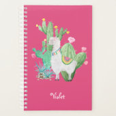 Llama Cactus Waterverf Scene Hot Pink Planner (Voorkant)