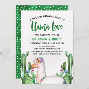 Llama Cacus Waterverf Baby shower Uitnodiging
