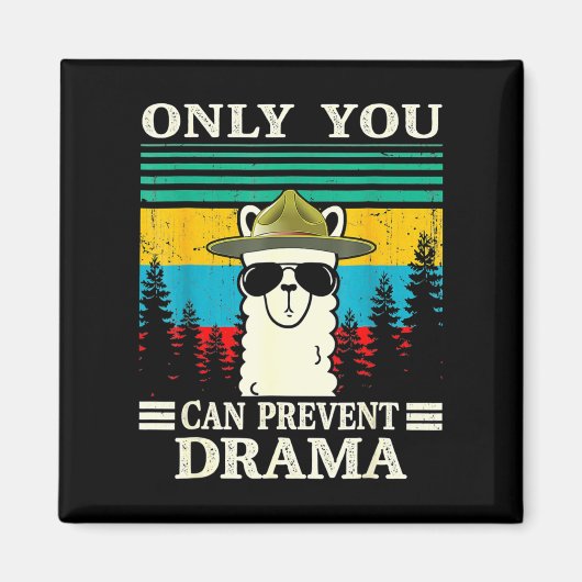 Llama Camping only you can Prevent Drama  C Magneet (Voorkant)