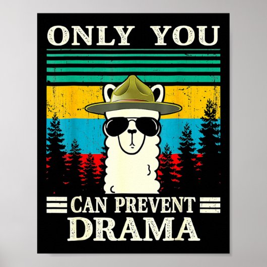 Llama Camping only you can Prevent Drama C Poster (Voorkant)