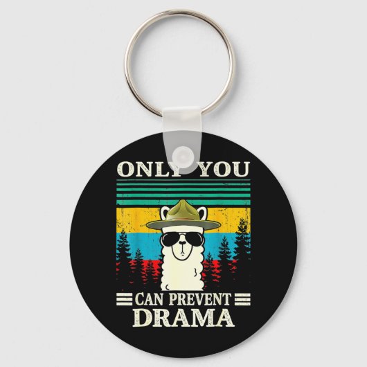 Llama Camping only you can Prevent Drama C Sleutelhanger (Voorkant)