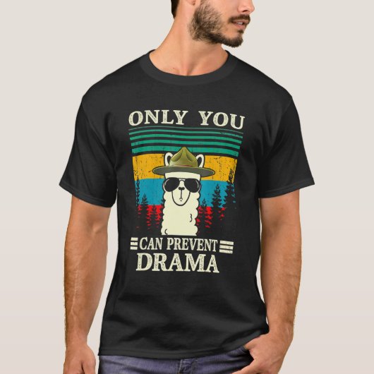 Llama Camping only you can Prevent Drama Mannen Wo T-shirt (Voorkant)