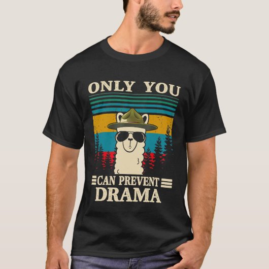 Llama Camping only you can Prevent Drama Mannen Wo T-shirt (Voorkant)