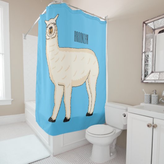 Llama cartoon illustratie douchegordijn (In situ)