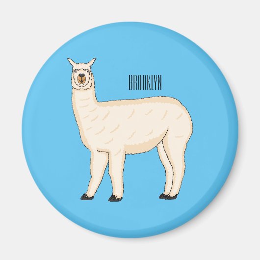Llama cartoon illustratie magneet (Voorkant)