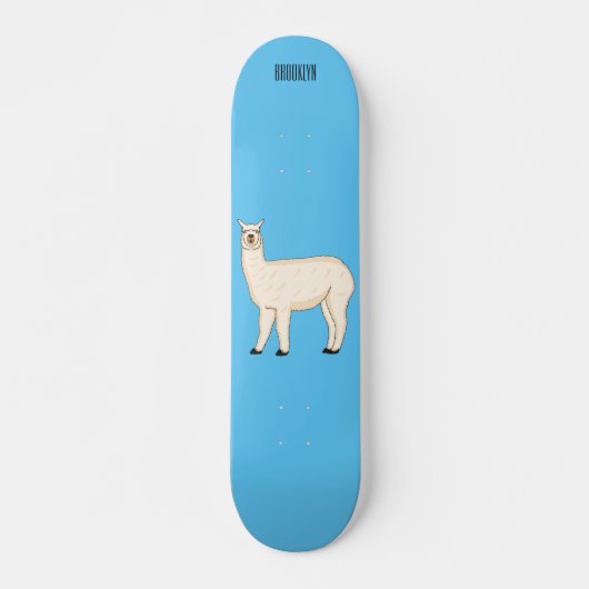 Llama cartoon illustratie persoonlijk skateboard (Voorkant)