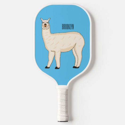 Llama cartoon illustratie pickleball paddle (Voorkant)