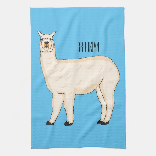 Llama cartoon illustratie theedoek (Verticaal)