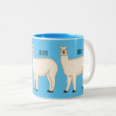 Llama cartoon illustratie tweekleurige koffiemok (Voorkant rechts)