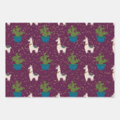 Llama, Catcus en Stars op Paars Inpakpapier Vel (Voorkant 2)