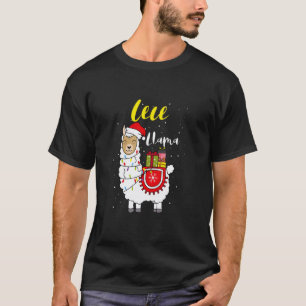 Llama Cece Licht Kerstman Hoed Kerst Pyjama Matchi T-shirt