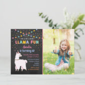 Llama Chalk Verjaardagsfeest Fotouitnodiging Kaart (Staand voorkant)
