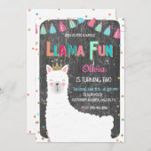 Llama Chalkboard Birthday Invitation Kaart (Voorkant / Achterkant)