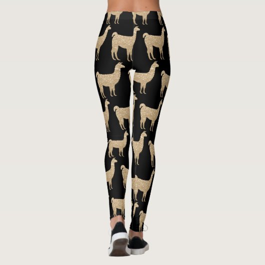Llama Champagne Gold glitter Sparkles Leggings (Achterkant)