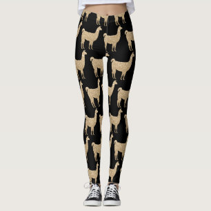 Llama Champagne Gold glitter Sparkles Leggings