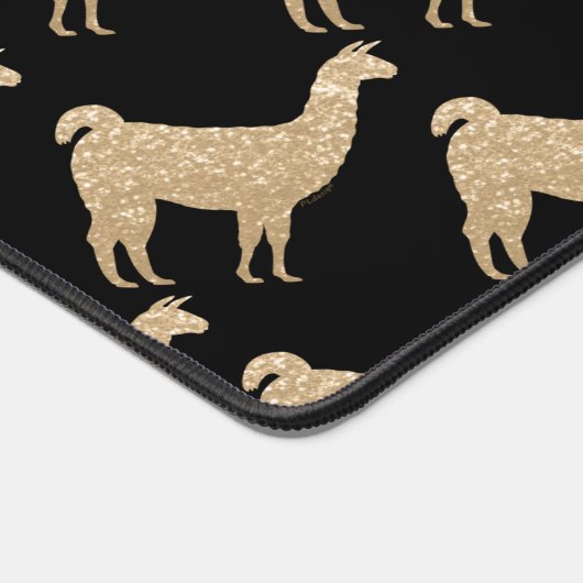Llama Champagne Gold Sparkles-monogram Bureaumat (Hoek)