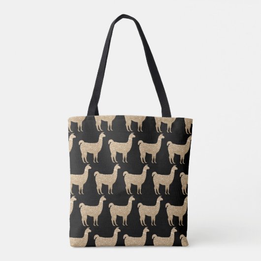 Llama Champagne Gold Sparkles-monogram Tote Bag (Achterkant)