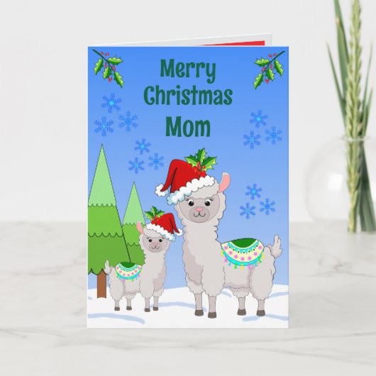 Llama Christmas Folded Greeting Card Kaart (Voorkant)