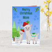 Llama Christmas Folded Greeting Card Kaart (Gele Bloem)