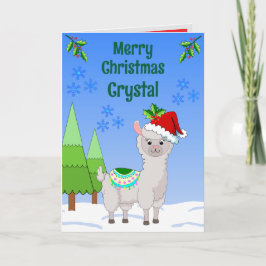 Llama Christmas Folded Greeting Card Kaart