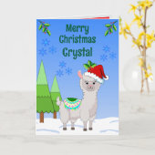 Llama Christmas Folded Greeting Card Kaart (Gele Bloem)
