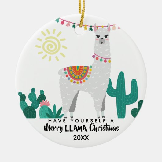 Llama CHristmas Funny Ornament (Voorkant)