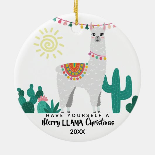 Llama CHristmas Funny Ornament (Achterkant)