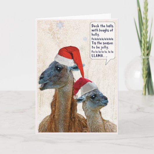 Llama Christmas Wenskaart Deck De Zalen Feestdagen Kaart (Voorkant)
