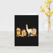 Llama Coffee Pumpkin Spice Dier Herfst Dankzegging Kaart (Gele Bloem)
