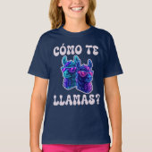 Llama Como Te Llamas Grappige Spaanse woordspeling T-shirt (Voorkant)