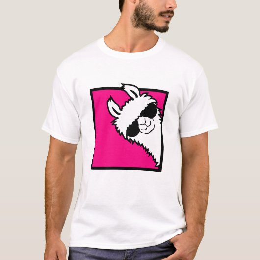 Llama Cool Peeking Sunglasses Furry Alpaca Fun T-shirt (Voorkant)