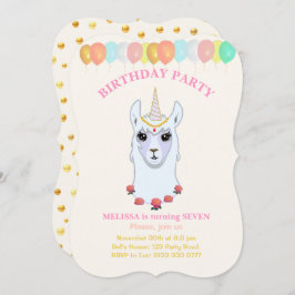 Llama-corn 7e verjaardag Uitnodiging