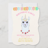 Llama-corn 7e verjaardagsfeest uitnodiging (Voorkant)