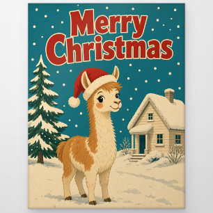 Llama Cottage Sneeuw Dier Kerstmis Briefkaart