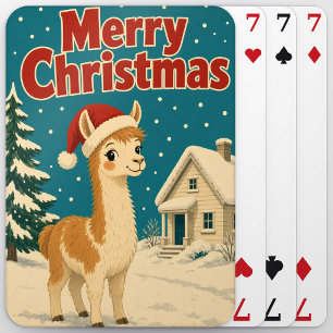 Llama Cottage Sneeuw Dier Kerstmis Pokerkaarten