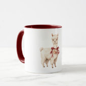 Llama Cream Bow Red Hearts Mok (Voorkant links)